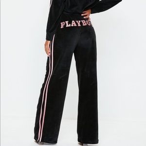 PLAYBOY X MISSGUIDED Velour Wide Leg Joggers 🖤
